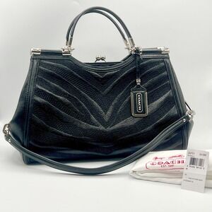 Coach Madison Carrie Pinnacle Frame Kisslock Satchel Black Zebra Limited Edition